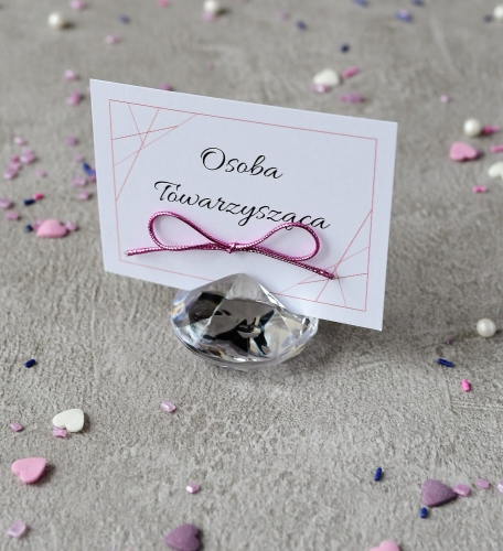 modne winietki ślubne w stylu glamour - golden rose - diamencik podstawka - winietki na stojaczku