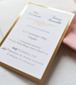 spersonalizowane, złote zawiadomienia o  ślubie glamour z przeźroczystą kopertą - oryginalne zawiadomienia - hit