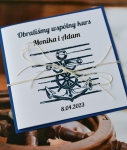 marynistyczne zaproszenia weselne z kotwicą "obraliśmy wspólny kurs" (minimalne zamówienie 15 szt.) 