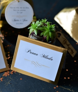 złote winietki na stół w stylu glamour - szybka realizacja (minimalne zamówienie 15 szt.) 