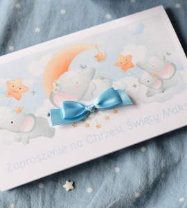 urocze zaproszenia na chrzest święty ze zwierzątkami - słoniki (minimalne zamówienie 10 szt.) 