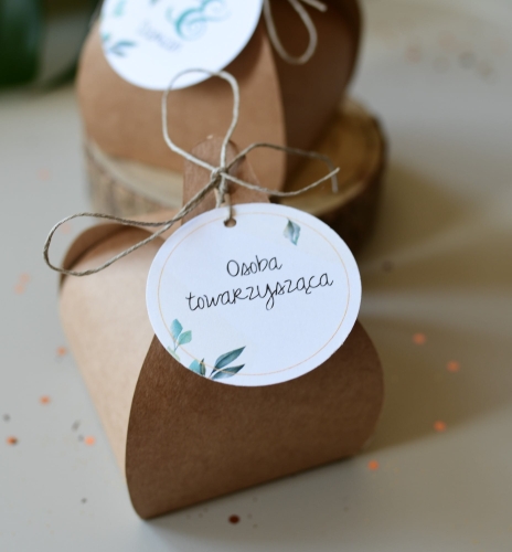pudełka podziękowania dla gości i winiertka w jedynym - eko kraft pudełka na cukierki - podziękowania w stylu rustykalnym