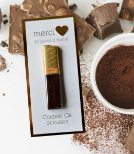 podziękowania na chrzest święty - złote czekoladki merci z serduszkiem  (minimalne zamówienie 15 szt.) 
