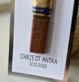 podziękowania na chrzest święty - czekoladki merci z imieniem Twojego dziecka - słodkie podziekowania na chrzciny - srebrne upominiki dla chrzest z aniołkiem