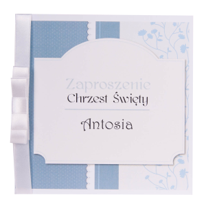 eleganckie zaproszenia na chrzest z kokardką (minimalne zamówienie 10 szt.) 