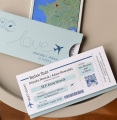 nowoczesne zaproszenia weselne w formie biletu lotnicznego - wydruk listy gości i personalizacja w cenie - zaproszenia ślube z motywem samolotu dla podróżników