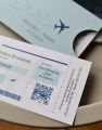nowoczesne zaproszenia weselne w formie biletu lotnicznego - wydruk listy gości i personalizacja w cenie - zaproszenia ślube z motywem samolotu dla podróżników