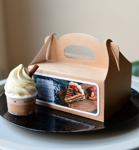 ekologiczne, firmowe pudełka na ciasto z logo firmy - nadruk dopasowany pod daną branże - tektura brązowa (kraft)