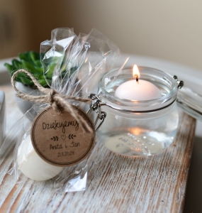 rustykalne podziękowania weselne - kremowe świeczki pływające w opakowaniu (minimalne zamówienie 15 szt.) 