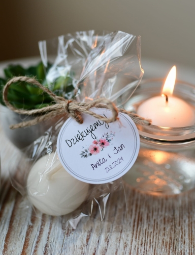 rustykalne (botaniczne) podziekowania dla gości weselnych  - nietypowe pływające świeczki