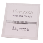 klasyczna, pamiątkowa księga gości komunijnych - kolory kokardki do wyboru