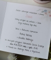 kwiatowe zaproszenia na chrzciny - dla dziewczynki z wydrukiem listy gości i różową kopertą - szybka realizacja