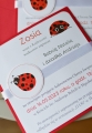 urocze zaproszenia na chrzciny dla dziewczynki z wydrukiem lsty gości - szybka realizacja - motyw biedronki