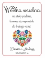 folkowe serduszko - piękne etykiety na wódkę weselną