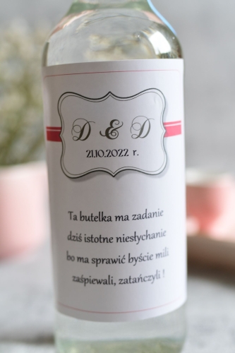 etykiety na wódkę weselną - naklejki z Waszymi imionami oraz dowolnym tekstem / wierszykiem