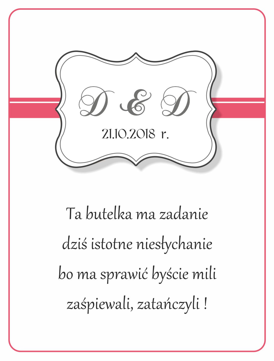 piękne, spersonalizowane naklejki samoprzylepne na wódkę weselną