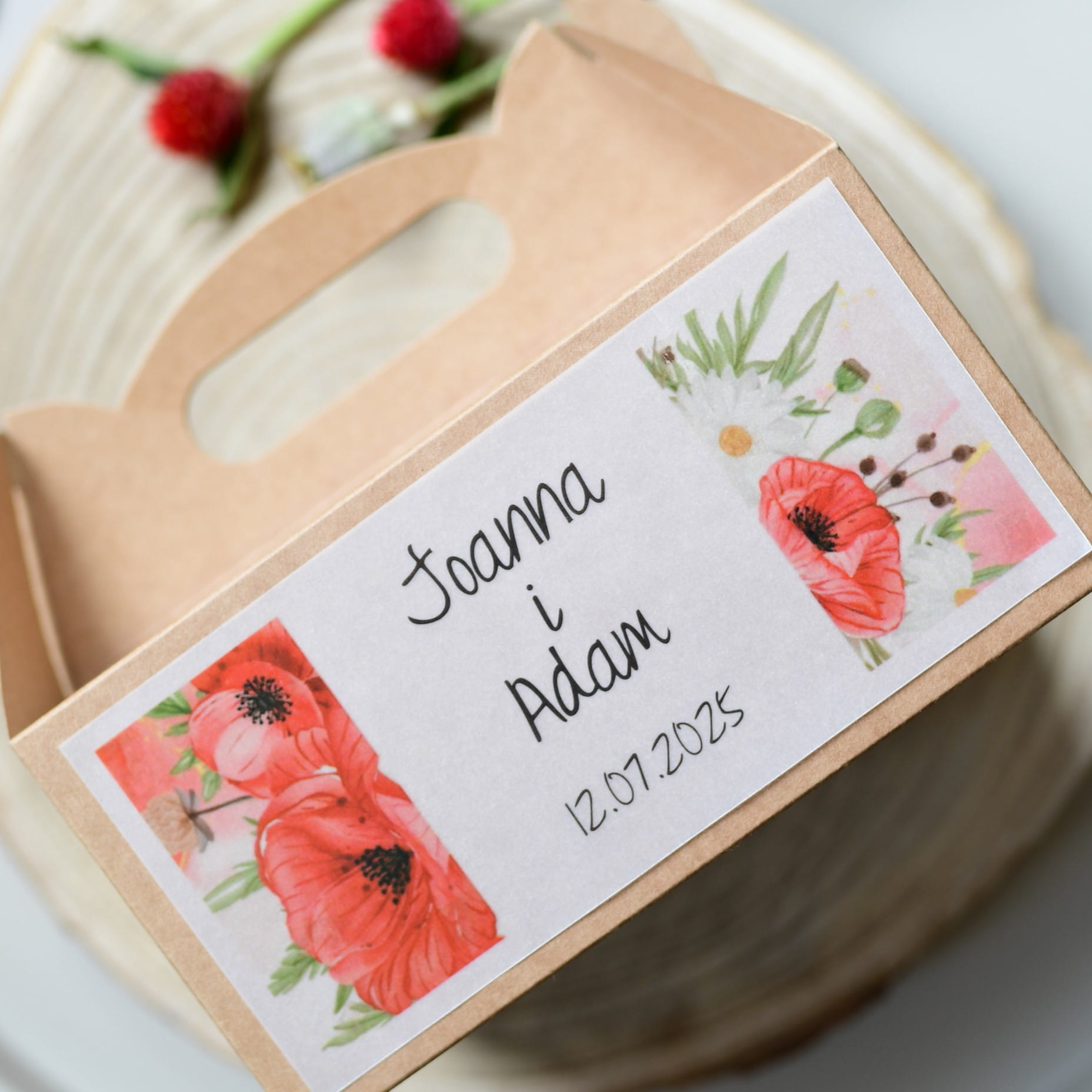 personalizowane pudełka na ciasto weselne