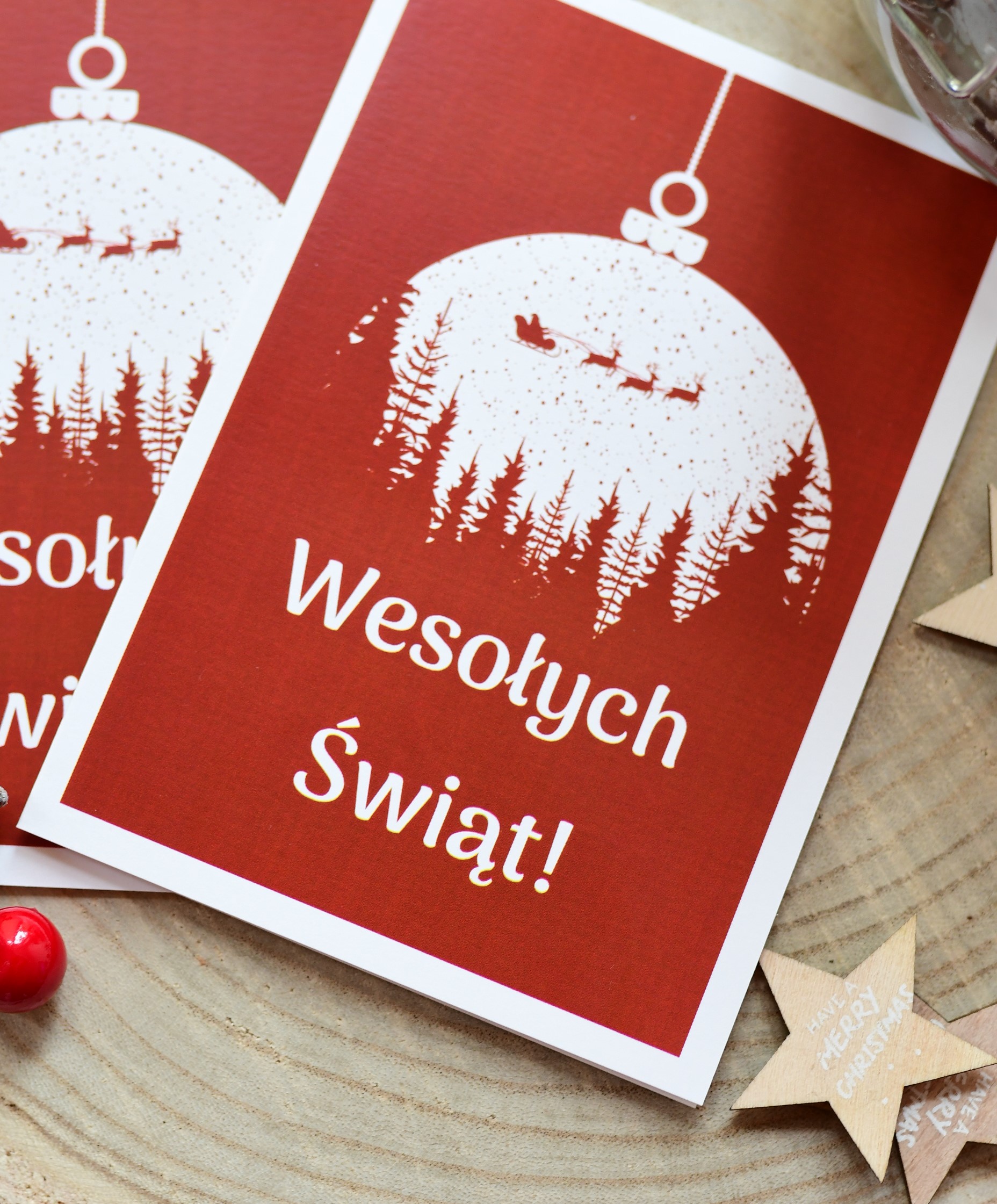 czerwone, otwierane kartki świąteczne biznesowe