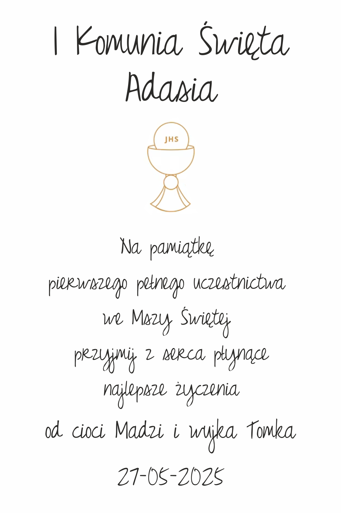 kartka komunijna butelkowa zieleń z kopertą eko