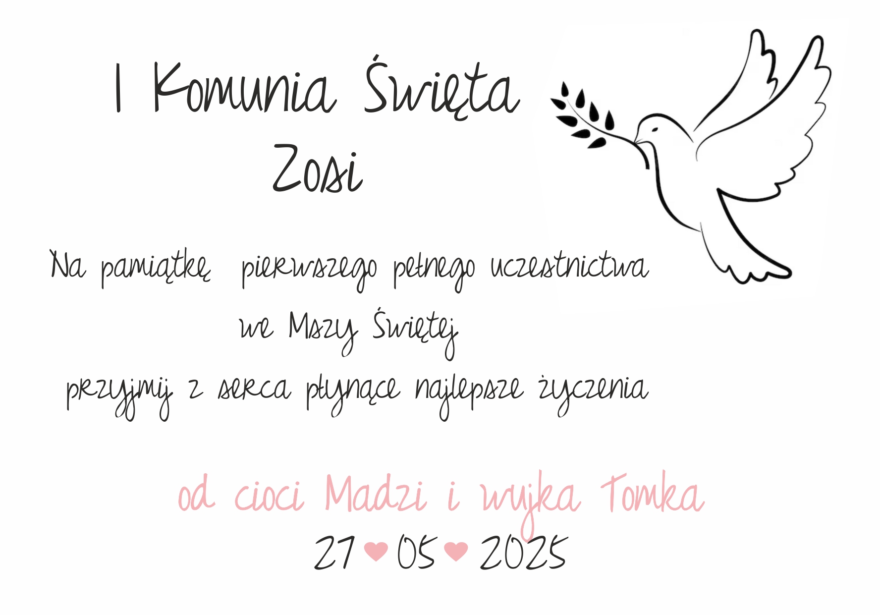 pamiątka komunija - koronkowe kartki z okazji I Komunii Świętej