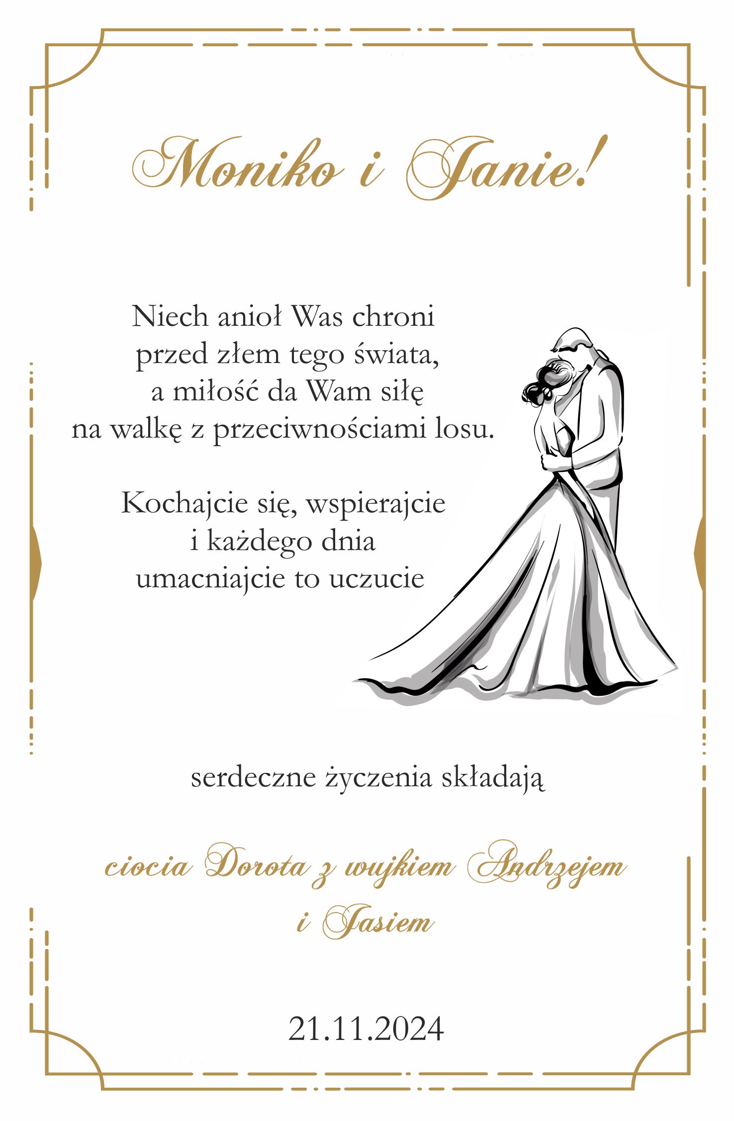 tekst życzeń dla pary młodej - kartka z kopertą