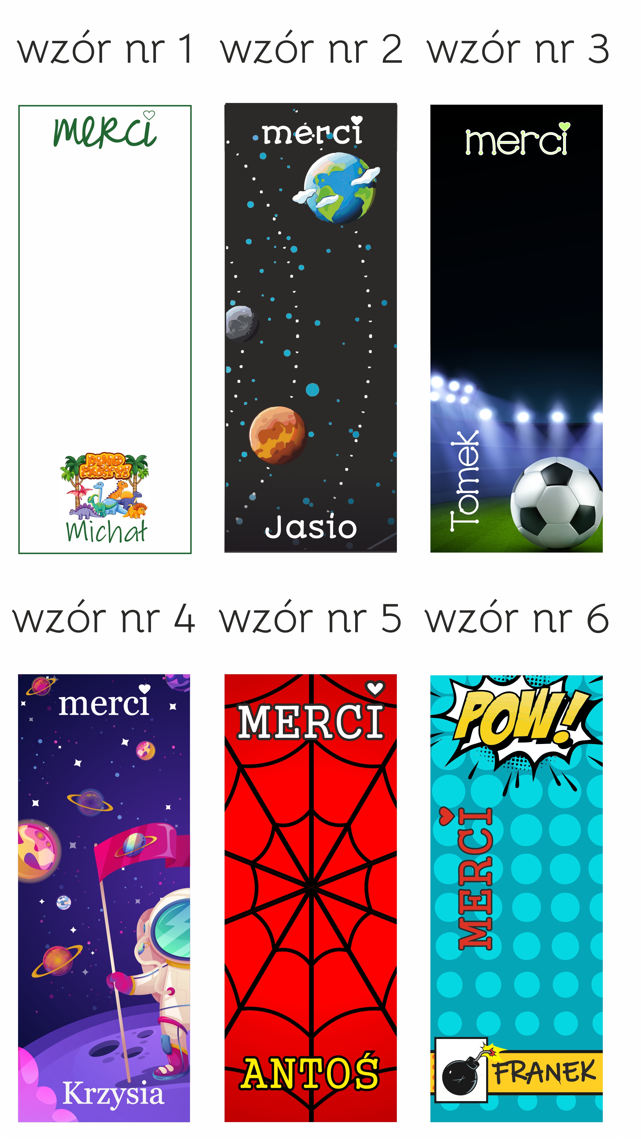 Wzory merci dla chłopca