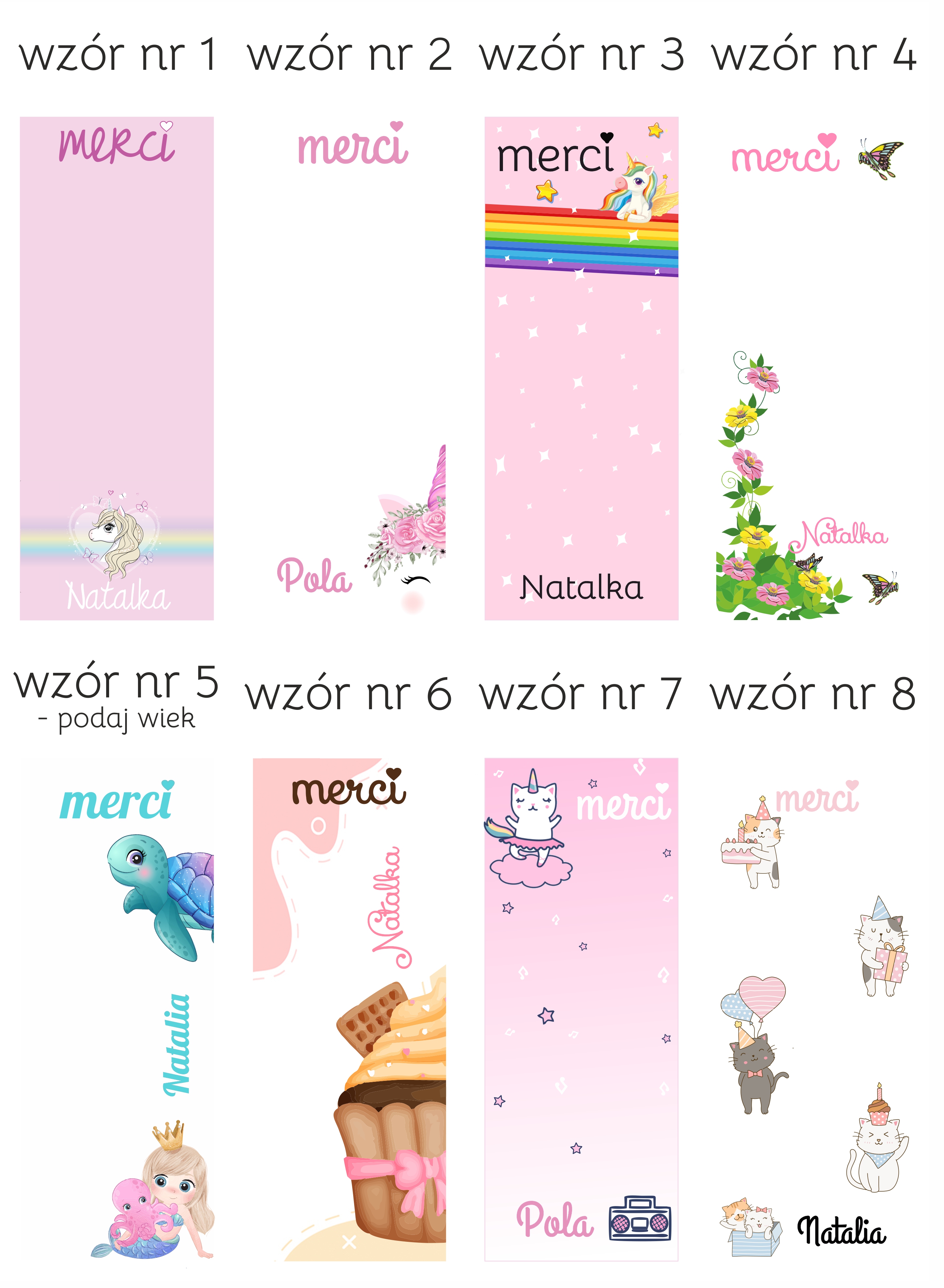Wzory merci dla chłopca