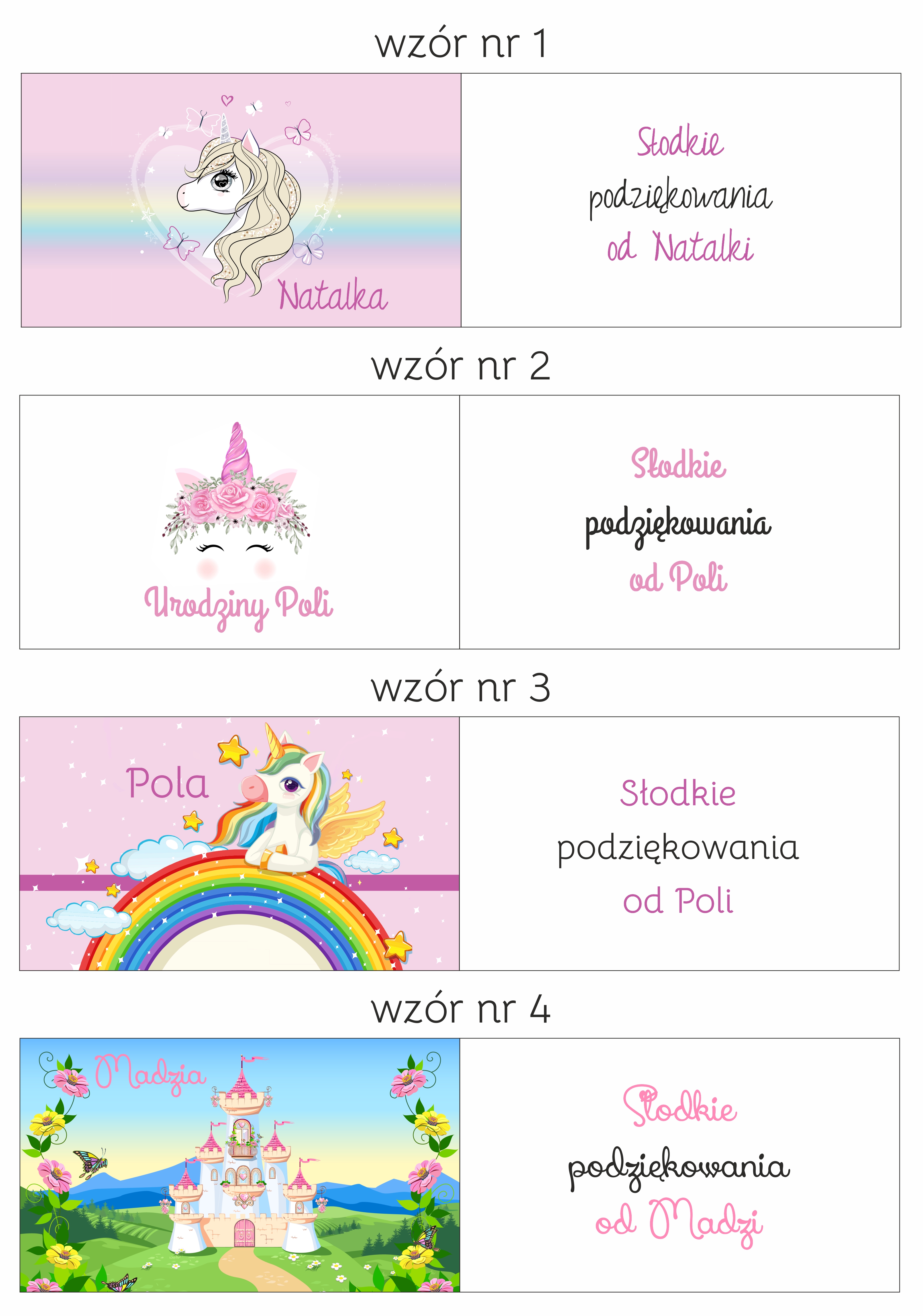 Wzory pudełek dla dziewczynki