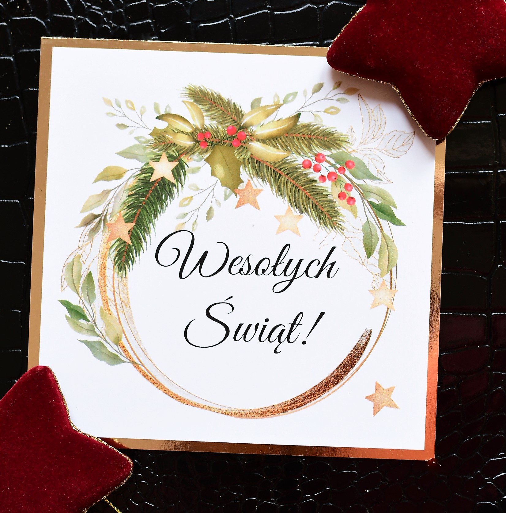 złote, eleganckie kartki świateczne spersonalizowane